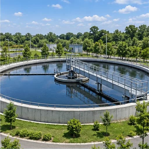 Generated realistic image of a circular sewage treatment tank